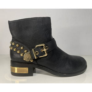 VINCE CAMUTO Windetta Black Leather Studded Ankle Boots - Women's Size7.5M